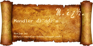 Mendler Ádám névjegykártya