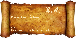 Mendler Ádám névjegykártya